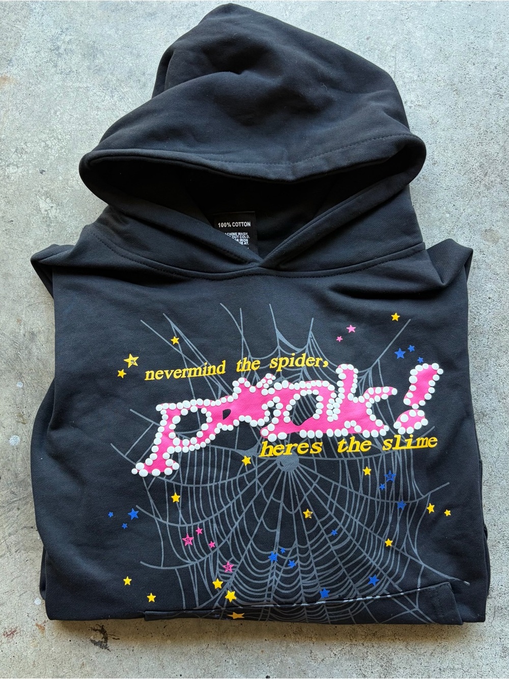 Sp5der Pink! Hoodie Black Sp5der Worldwide Hoodie